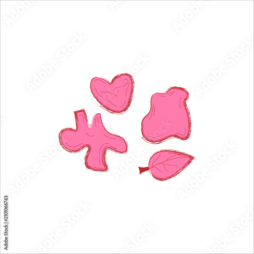 package set of abstract shapes of leaves and irregular shapes