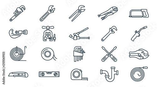 Foto Plumbing and Construction Tools Icon Set
