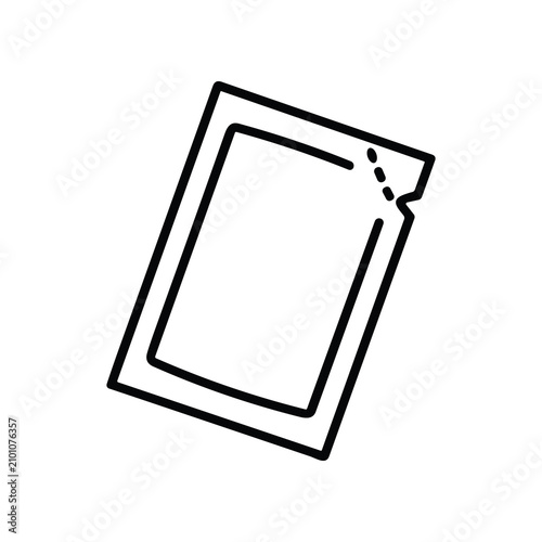 Single serving sachet icon, hand-drawn line art vector illustration