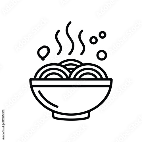 Canvastavla Steaming Bowl of Noodles Icon - Hot Food, Asian Cuisine, Line Art