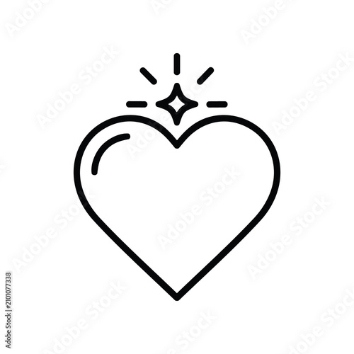Clean Heart Icon with Sparkle and Shine - Love Symbol Outline
