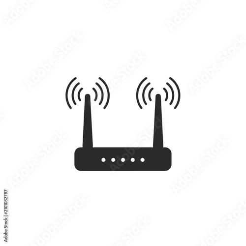 Obraz na plátně Wireless Router Icon Black Silhouette On White Background