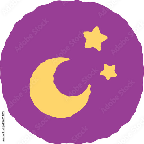 Purple night sky circle graphic