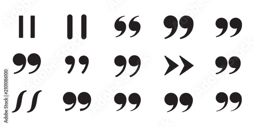 Φωτογραφία Collection of minimalist quotation mark icons for user interface and document formatting design elements