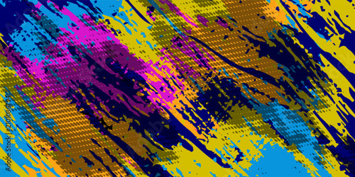 Canvas Print Modern and sensational abstract grunge art background texture with colorful paint