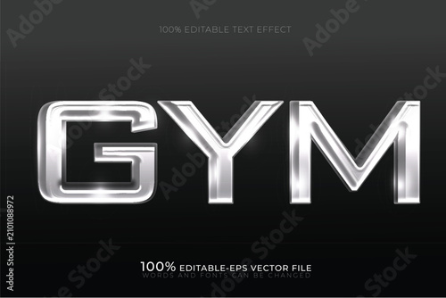 gym metallic silver text effect