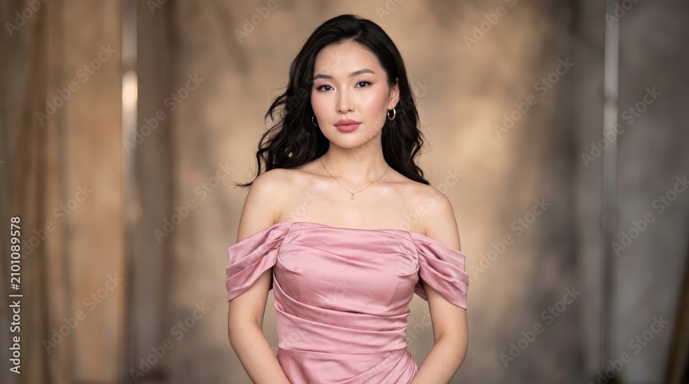 Fototapeta premium young woman in pink dress
