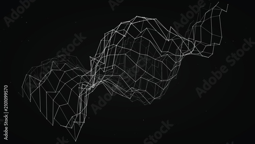 фотографія Minimalist monochrome wireframe structure floating in dark space with connected