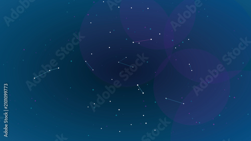 Fotografie Network connection concept with glowing points and lines forming constellations