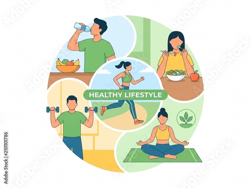 Healthy Lifestyle and Wellness Vector Illustration