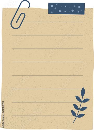 Vintage Paper Note Scrapbook Illustration with Aged Memo Paper for Journaling, Collage, Planner, Stationery, and Scrapbook Design. Vector Isolated
