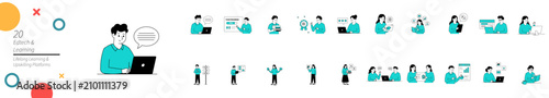 Foto A comprehensive collection of illustrations depicting various aspects of digital