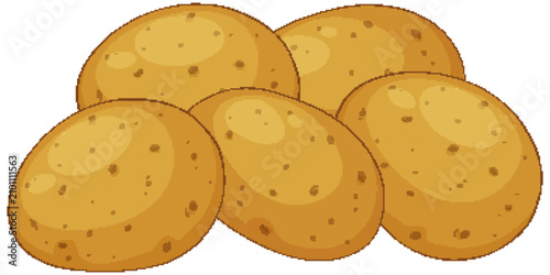 Vector Illustration of a Small Pile of Fresh Whole Potatoes