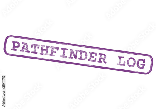 Photos A rectangular stamp with the text pathfinder log in purple isolated on a transpa