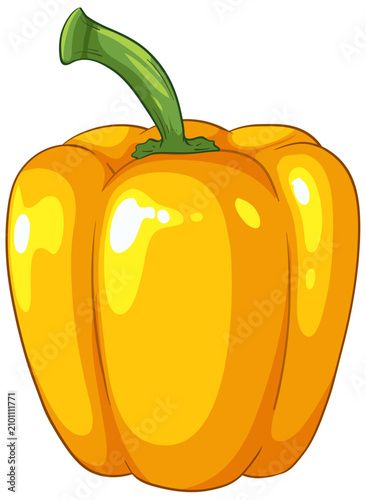 Vector Illustration of a Fresh Yellow Bell Pepper with Green Stem