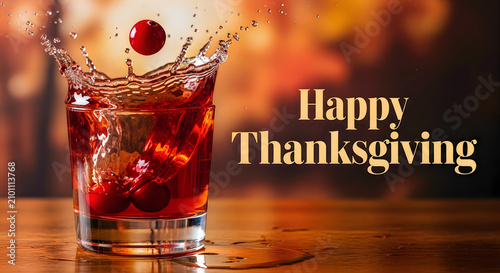 Festive thanksgiving cranberry splash in glass holiday celebration