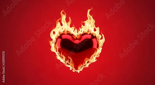 Fiery Heart: A 3D render ablaze with stylized passion.