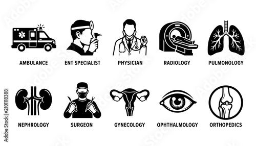 Foto Medical Icons Representing Various Medical Specialties and Healthcare Services F