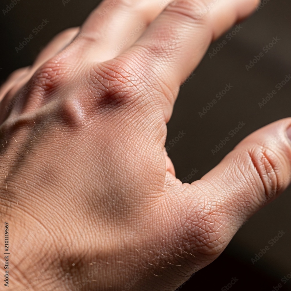 Fototapeta premium Sunlit Hand: Texture and Form Captured in Sharp Detail