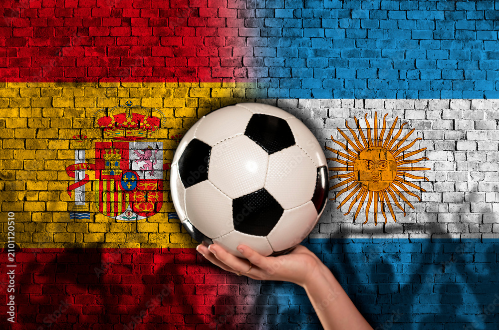 Fototapeta premium spain versus argentina in world cup