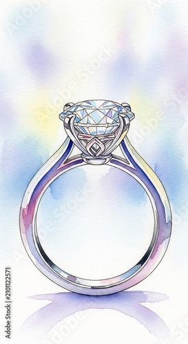 Watercolor Dream: Sparkling Gemstone Engagement Ring on Pastel Hues