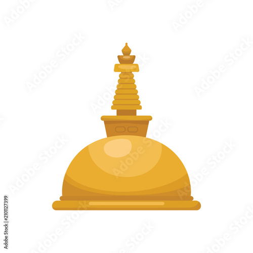 Photography Golden buddhist stupa isolated on white background, traditional religious archit