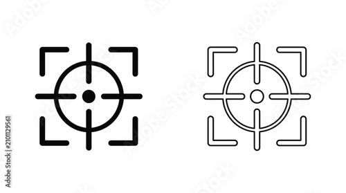 Foto Target Sight Silhouette Vector Illustration With Crosshairs And Square Frame