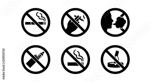 Quadro su tela No Smoking Signs, Vaping Prohibited Icons, Health Warning Symbols, Public Area R