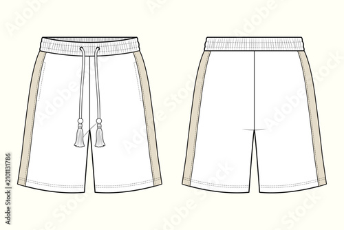 Obraz na plátne Casual Elastic Waist Sweat Shorts with Tassel Drawstring Fashion Technical Flat