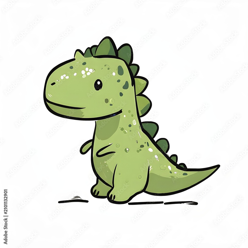 Fototapeta premium Simple cartoon dinosaur with a white background, abstract illustration, AI generated