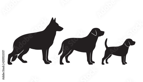 Tableau sur toile black and white silhouette set of dog very high quality vector illustration