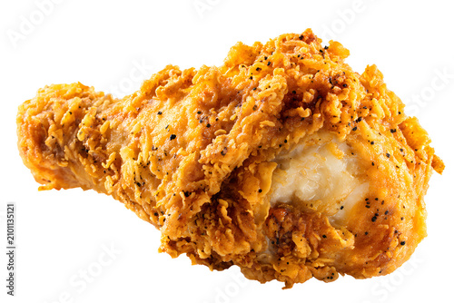 Crispy golden fried chicken drumstick piece