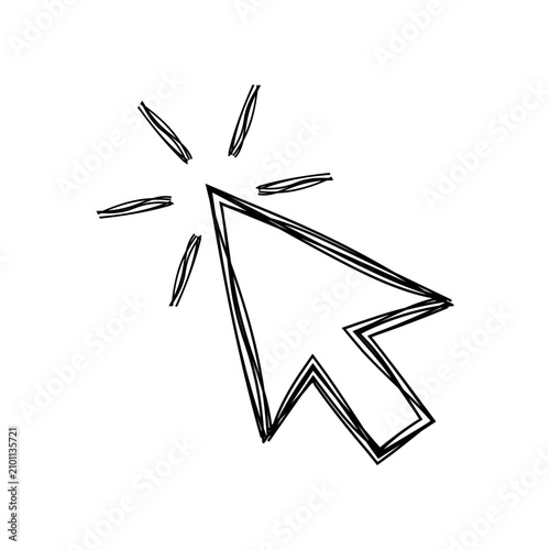 Hand drawn cursor icon, Computer mouse click symbol. Transparent vector and PNG