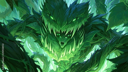 A Powerful Guardian of Nature: A Jungle Spirit Emerges from Lush Greenery