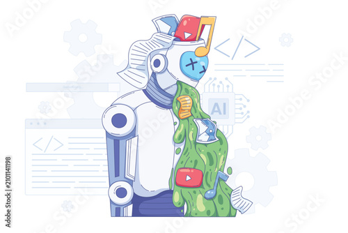 Принти на полотні AI slop or low-quality media/content generated by AI from videos, music, text, and images