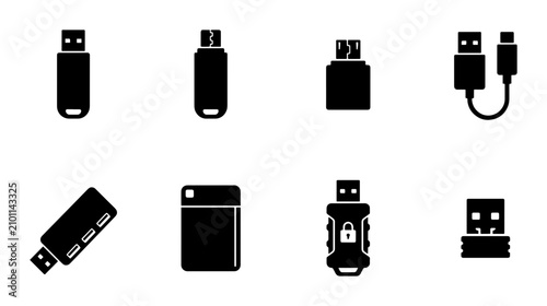 Fotografie USB Flash Drive Icons PNG Data Storage Devices, multiple shapes