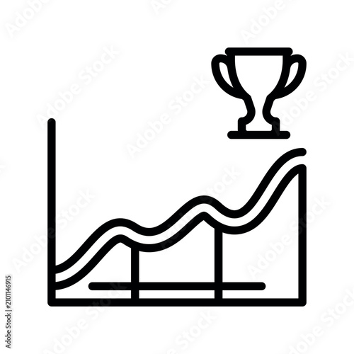 Career progress trend chart with gold champion cup trophy at the performance peak