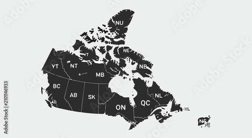 Konstfotografi Detailed vector illustration design featuring a comprehensive map of Canada show