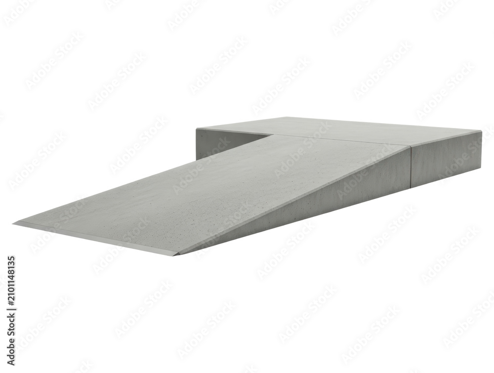 Obraz premium Modern grey concrete park ramp obstacle element on a transparent backdrop