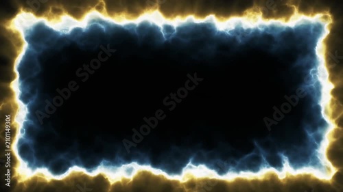 Glowing Electric Plasma Energy Rectangular Border Frame on Black Background