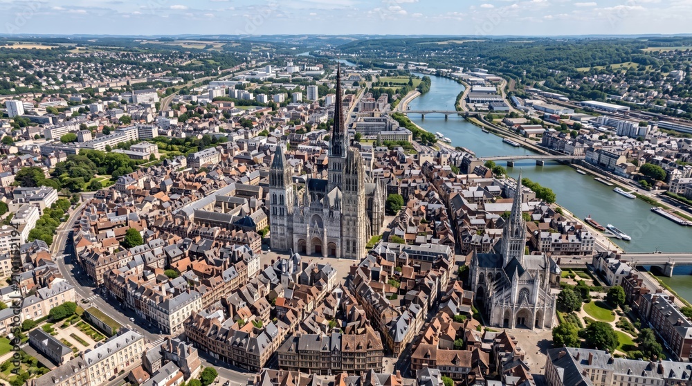 Obraz premium France Rouen Wide Landscape Panorama