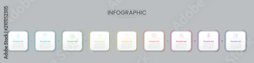 Infographic 9 options design elements for your business data. Vector Illustration.