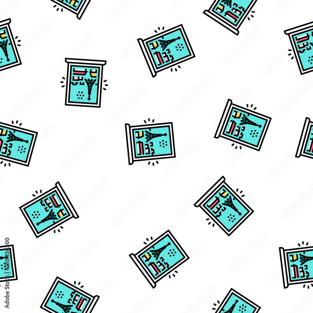 Obraz premium view from window on paris vector seamless pattern view from window on paris sign illustration