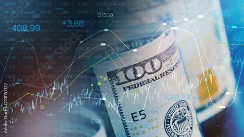 Market trends show changes in money value and chart patterns during economic downturns