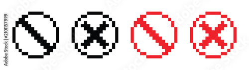Prohibition icon pixel art style. pixel art Stop icon. pixel art Banned icon, vector illustration.