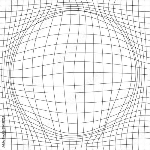 Black and White Distorted Spherical Grid Background
