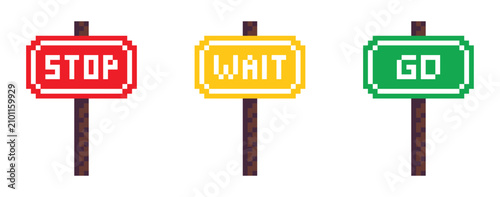 Foto pixel art Go, wait, and stop control / traffic signs, signals