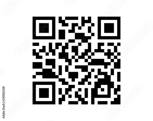 Black QR Code Isolated on White Background Vector Illustration