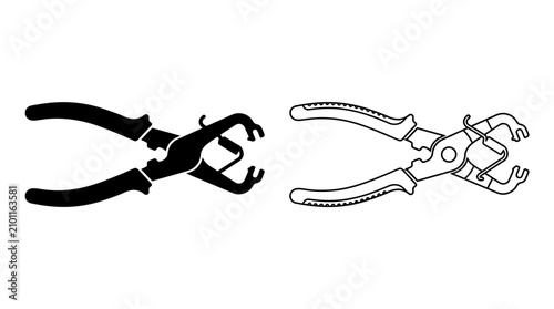 Quadro su tela Wire cutters silhouette on a white background two variations shown