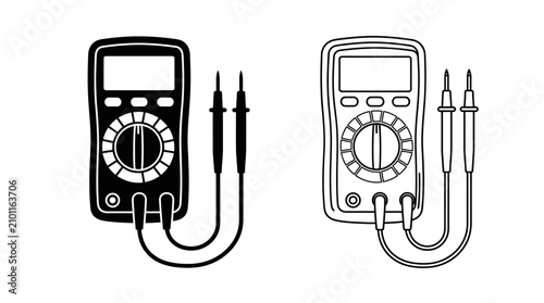 Tableau sur toile Digital Multimeter Line Art On White Background Electrical Measurement Tool